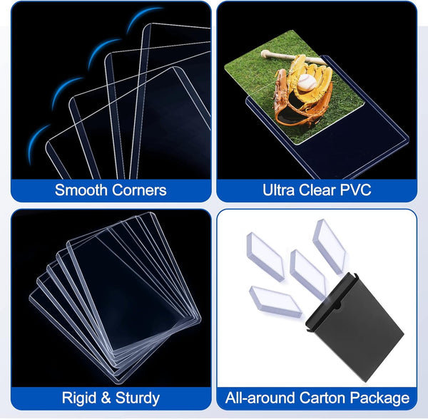 32 Count Card Sleeves Hard Plastic, Sooez 35PT Card Holder, 3" x 4" Baseball Card Protector, Rigid Card Case for Collectible Game Cards, Standard