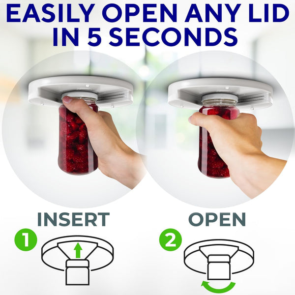 Under Cabinet Lid Jar Opener - for Weak Hands and Seniors with Arthritis - Heavy Duty, Allows to Easily Unscrew Any-Size Lid - Effortless Bottle &