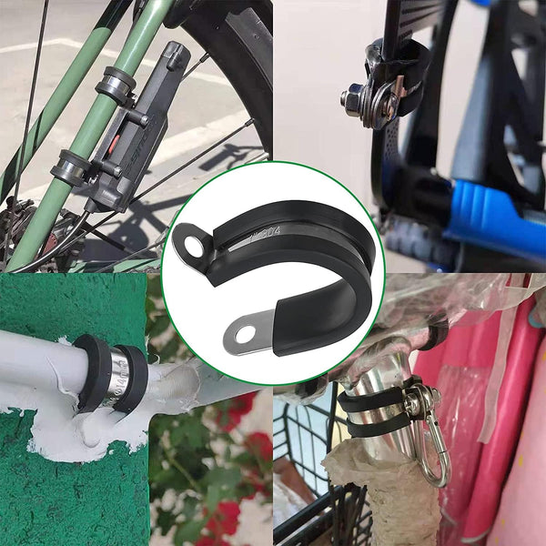 OURU 20pcs 5/8 Inch Stainless Steel Cable Clamps,Rubber Coated Cushioned Insulated Cable Clamp,Automotive Cable Wire Clamps,Pipe Clamps,Metal