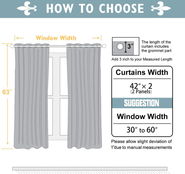 ChrisDowa Grommet Blackout Curtains for Bedroom and Living Room - 2 Panels Set Thermal Insulated Room Darkening Curtains (Dark Grey, 42 x 63 Inch)