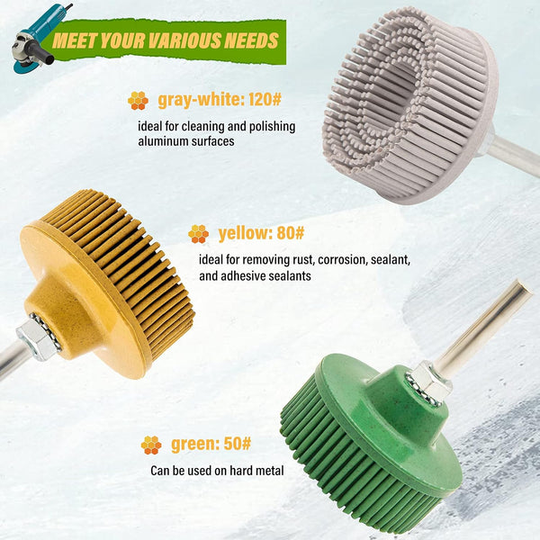 2 Inch Bristle Disc,6 Pieces Bristle Disc Grade - 120# 80# 50# Grit Abrasive Coating Removal Disc for Metal with 1/4 Inch Shank Attachment