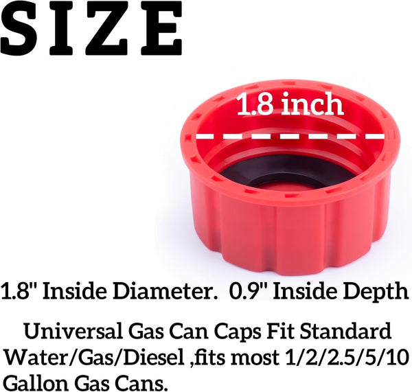5 Gallon Gas Can Caps,Coarse Thread Gas Cap For Gasoline, Portable Gas Tank, 5+ Gallon Plastic and Metal Gas Cans Replacement Lid (Pack of 4)