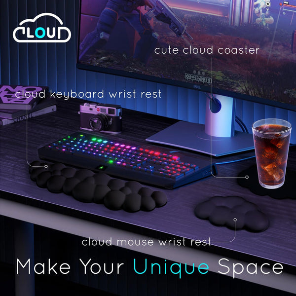 Cloud Wrist Rest for Computer Keyboard Arm Wrist Rest with Non-Slip Base Extended Wrist Rest Ergonomic Memory Foam for Keyboard and Mouse Typing