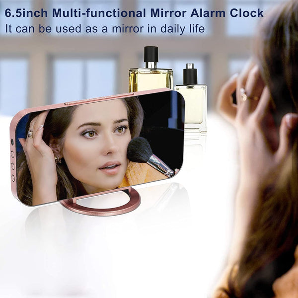 SZELAM Alarm Clock for Bedroom,LED and Mirror Digital Clock Large Display,with Dual USB Charger Ports,Auto Dim,Snooze Mode,Modern Desk/Wall