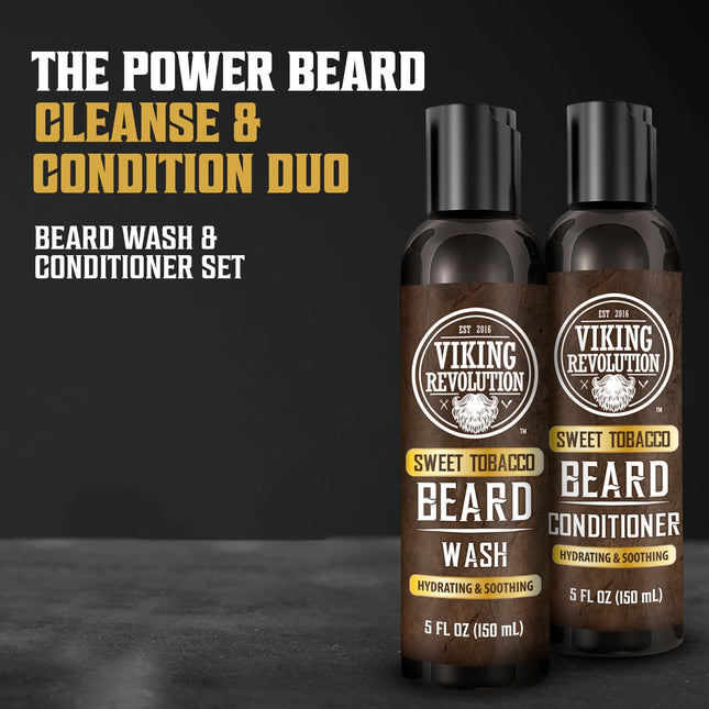 Viking Revolution Beard Wash and Beard Conditioner for Men with Argan Oil and Jo