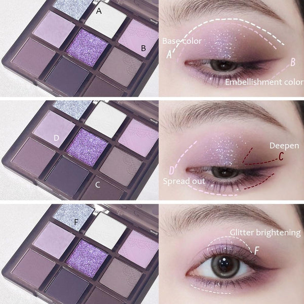 SUAKE Purple Eyeshadow Palette for Eye Makeup,High Pigmented Silver White Tan Grape Brown Color Light Violet Eye Shadow Primers, Matte Shimmer
