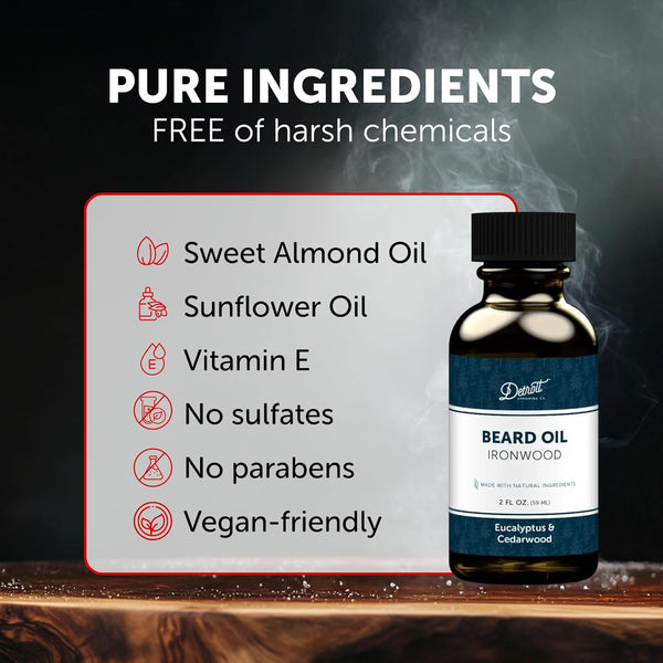 Detroit Grooming Beard Oil | Hydrating & Nourishing Formula Ã¢ÂÂ¢ Ironwood Scent (2 Oz)