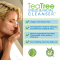 EYEECO Gentle Tea Tree Oil Eyelid & Facial Cleanser, 1.6 oz | Non-Irritating Foaming Eyelid Cleanser & Face Wash with Tea Tree, Chamomile & Shea