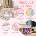 Clear Zipper Pouch for Travel Snacks Bag Nylon Clear Cosmetic Bag Makeup Travel Bag for Women with Glitter Patch Letters (Pink-Snacks) FS-SNACKS