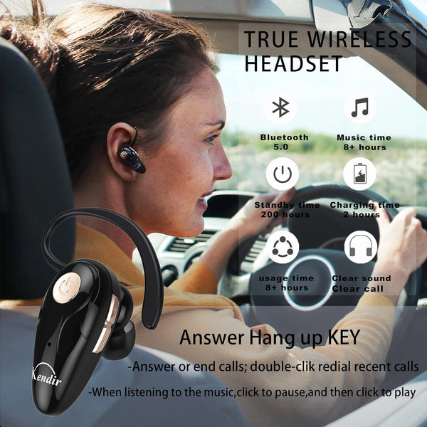 Bluetooth Headset, V5.0 Ultralight Wireless Headphone Cell Phone Earpiece with Mic Headsetcase,Volume Control, Handsfree Earbud,Compatible with