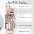 Everfun Travel Toiletry Bag with Hanging Hook and Leakproof Wet/Dry Compartments, Large Capacity Makeup Cosmetic Organizer for Women, 12x9x4.5