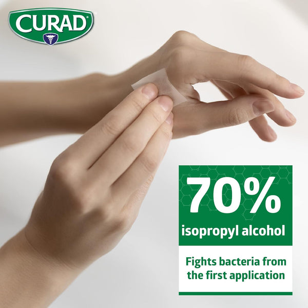 CURAD Alcohol Prep Pads (Pack of 4 Boxes) | 400 Pieces of Medium Isopropyl Alcohol Wipes Individually Wrapped | First Aid Alcohol Swabs for Cuts &