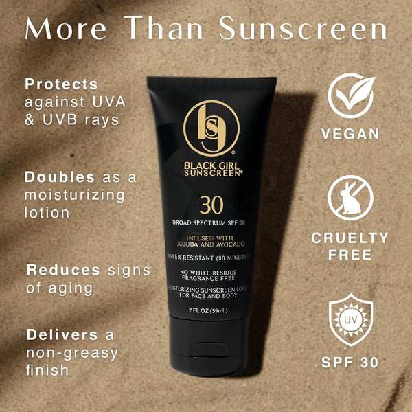 Black Girl Sunscreen SPF 30 for the Face & Body - Moisturizing Sun Protection, SPF 30, Sun Lotion for Women, Ultra Sheer, Travel Size Sunscreen,