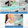 15.35" Back Bath Brush with Sponge,Back Scrubber Bath Mesh with Curved Long Handle Bath Body Brush for Elderly Aid Bathing and Shower Black+Pink