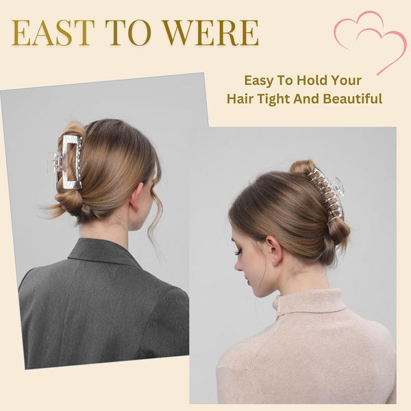 Clear Hair Clips for Women -8 Pack 4.3 Inch Large Matte Banana Claw Clips for Women Thin Thick Curly Hair, Big Strong Hold jaw