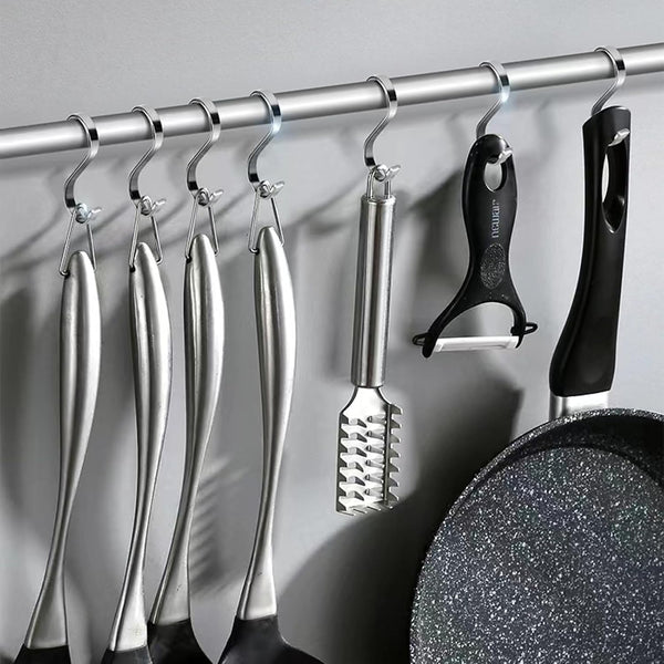 10 Pack Flat S Hooks - Stainless Steel Heavy Duty 3inch S Hooks for Hanging pots, Pans, Plants, Coffee Mugs, Towels in Kitchen and Bathroom, Coat,
