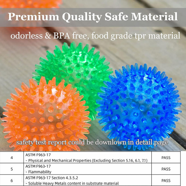 LECHONG 12pack Squeaky Dog Toys Spiky Dog Balls Cleans Teeth and Promotes Dental and Gum Health for Your Pet Squeaker Ball Toys for Aggressive