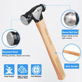 REAL STEEL Ball Peen Hammer with Genuine Hickory Wood Handle 16Oz/1 LB Forged Steel Head Ball Pein Hammer 0404 16 oz