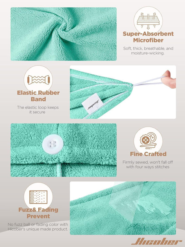 Hicober Microfiber Hair Towel Wrap for Women, Green Purple Grey, 3-Pack Purple,green,grey Large