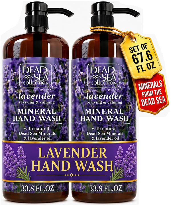 Dead Sea Collection Hand Soap Pump Lavender - Moisturizing Hand Wash Liquid with Dead Sea Minerals and Lavender Oil, Reviving, Calming - Pack of 2