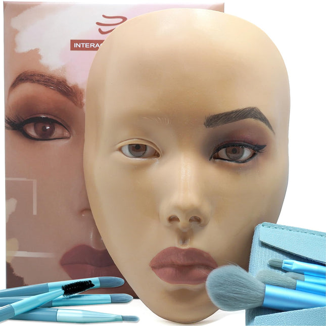 5D Makeup Practice Face Board, Silicone Makeup Mannequin Face, Reusable Beginner Practice Eye Makeup Face, Eye Fake Sili
