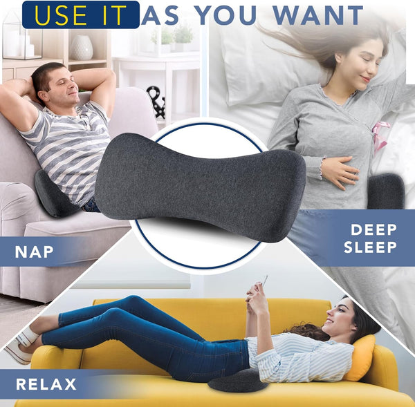 Hapiclody Lumbar Support Pillow for Sleeping Memory Foam Lumbar Pillow for Lower Back Pain Relief Back Support Pillow for Side,Back and Stomach