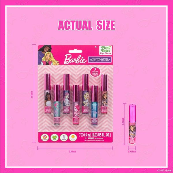 Townley Girl Barbie Lip Gloss Set, 7-Piece Plant-Based, Ages 3+
