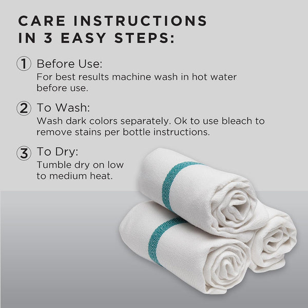 Diane 100% Cotton Barber Towels, 15"x26", Soft and Absorbent Multipurpose Towels for Salon, Spa, and Barber Shop Use, Machine Washable, White, 12