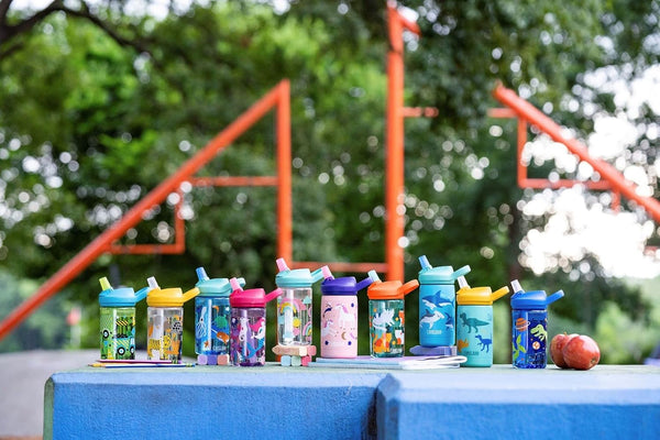 CamelBak Eddy+ Kids Water Bottle with Bite Valve Straw, Leak‑Resistant Easy Sip Design for Everyday Hydration, 14oz | Kids Airplane Bandits