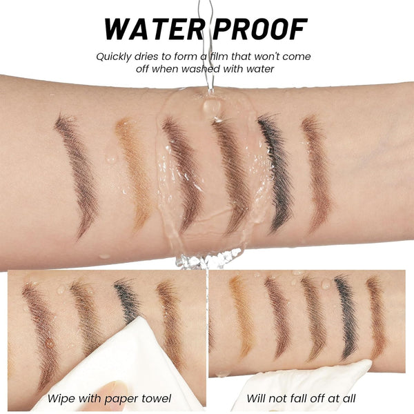 2-in-1 Curved Eyebrow Pen and Eyeliner with 10Pcs Brow Stencils, Microblading Eyebrow Pencil with 4 Fork-Tip and Curved Precise Tip, Waterproof