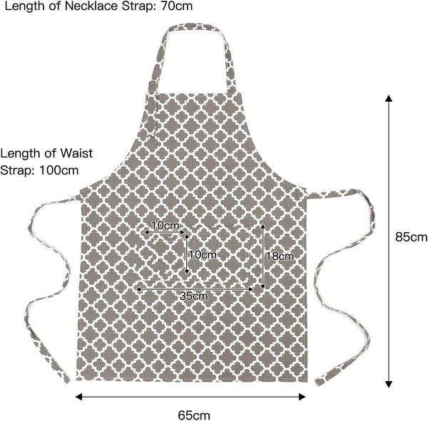LessMo Kitchen Cooking Aprons with 3 Pockets for Men Women - Cotton Adjustable Professional Grade Chef Apron for Kitchen, BBQ & Grill (Light Gray)