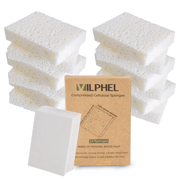 12 Pack Dishwashing Sponges Natural Cellulose Sponges Plant Based Resilient and Reusable Soft Dish Sponges for Washing Dishes DIY Craft Sponge for