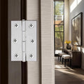 Mcredy Stainless Steel Cabinet Door Hinges 3 Inch, Silver, 12 Pcs | Folding Interior Door Hinges for Wooden Box, Effortless Operation, Easy