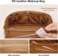 Prite Makeup Bag Travel Toiletry Bag Open Flat Cosmetic Organizer for Women New Brown Medium