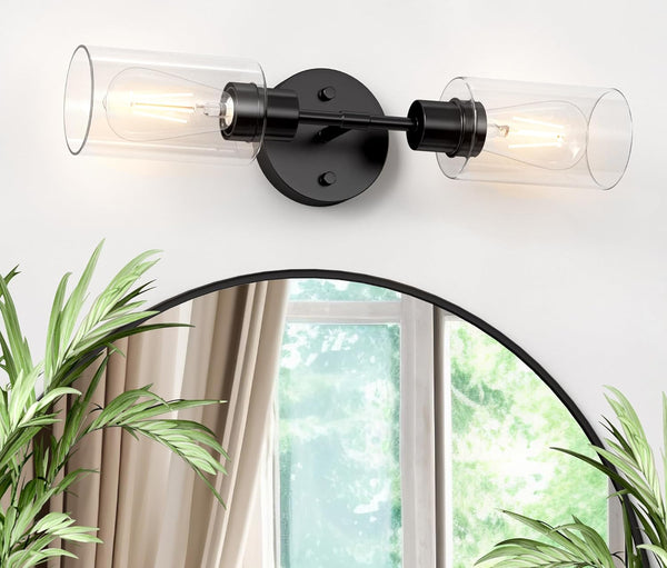 Espird Bathroom Light Fixtures 2 Light Black, Bathroom Vanity Lights Over Mirror, Bathroom Sconces Wall Lighting，Farmhouse Matte Black Bathroom