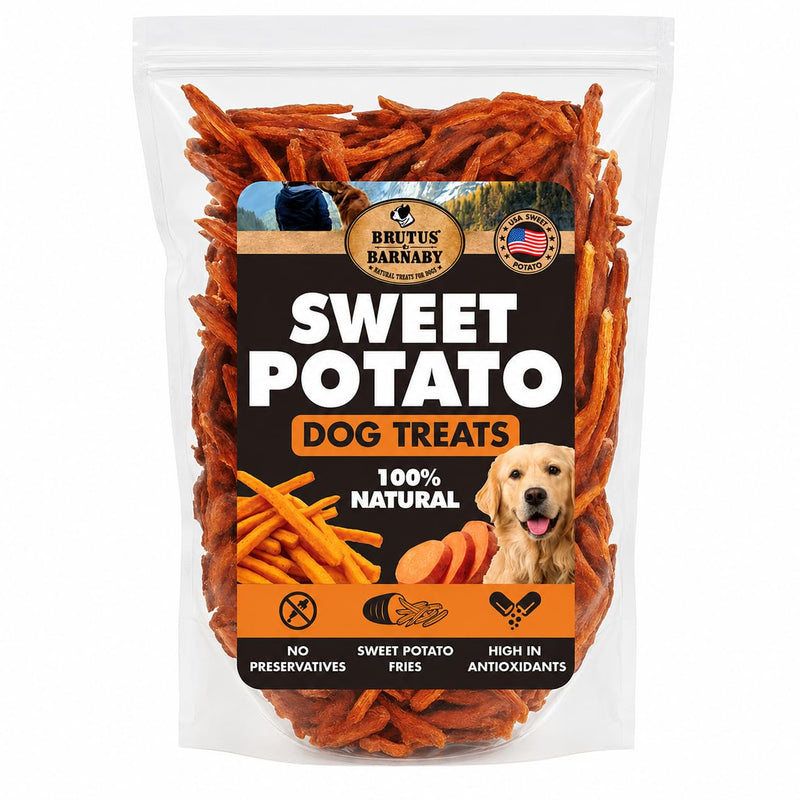 BRUTUS & BARNABY Sweet Potato Dog Treats- No Additive Dehydrated Sweet Potato Fries, Grain Free, Gluten Free and No Preservatives Added (14 oz) 14