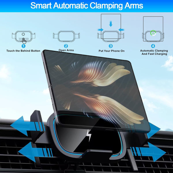 Wireless Car Charger for Samsung Galaxy Z Fold 6/5/4/3, 15W Fast Charging Car Mount, Car Accessories, Air Vent Charging Car Phone Holder for