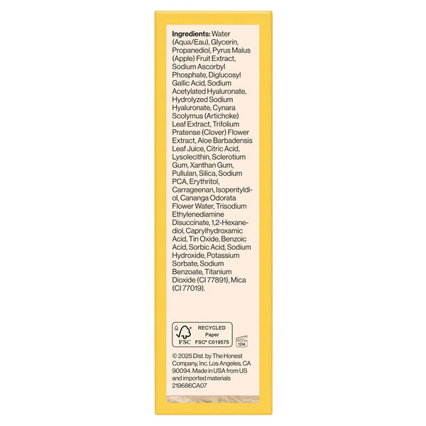 Honest Beauty Vitamin C Radiance Serum | Improves + Brightens Skin Tone and Complexion | Gentle for Sensitive Skin, Fragrance Free, Vegan | 1 fl oz