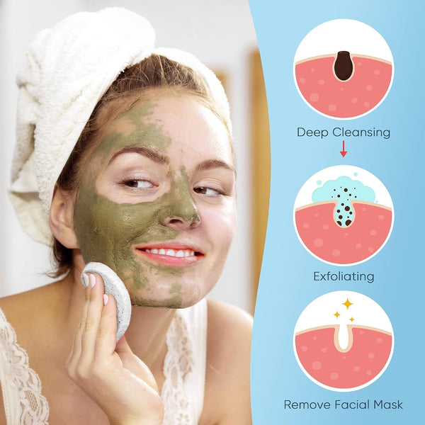 50-Count Compressed Facial Sponge, GAINWELL White Cellulose 100% Natural Cosmetic Spa Sponges for Facial Cleansing, Exfoliating Mask, Makeup