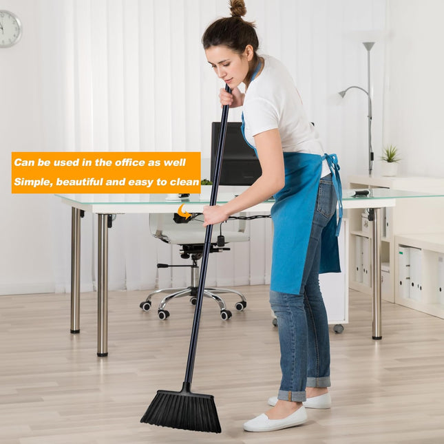 54 Inch Long Metal Handle Household Broom - Adjustable Heavy-Duty Broom for Indoor and Outdoor Cleaning, Suitable for Ho