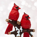 BANBERRY DESIGNS Red Cardinal Bird Figurines on Snowy Branches, Winter Berry Christmas Decor, Holiday Cardinal Statues, Rustic Seasonal Tabletop