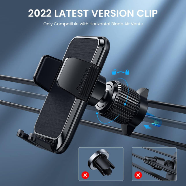 Qifutan Phone Mount for Car Vent [Upgraded Metal Clip] Cell Phone Holder Car Hands Free Cradle in Vehicle Car Phone Hold