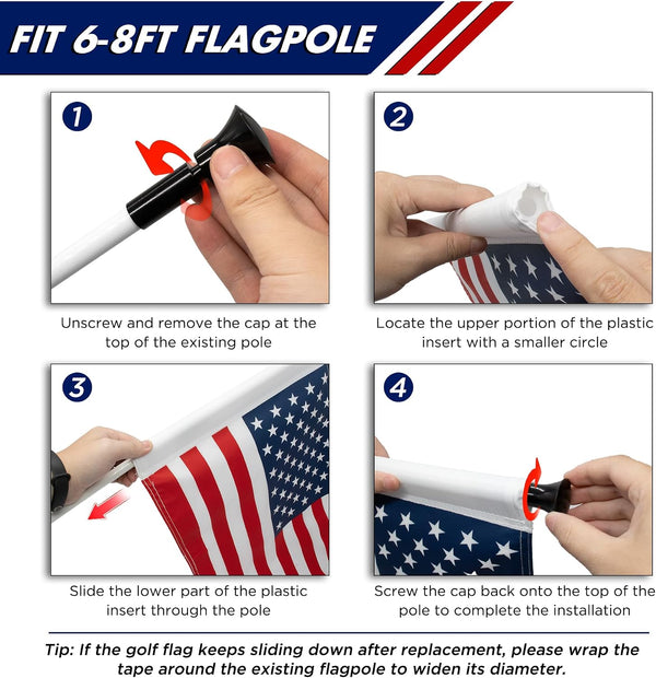 KINGTOP USA Golf Flag 20X14 Inch - Tube Inserted, Dual-Layer 420D Nylon, Double Sided Printing - Standard Putting Green Flags for Backyard