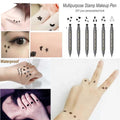6 Pcs Double-Headed Eyeliner Stamps Set Black Liquid Eye Liner Pen with Star,Moon,Heart,Flower,Smiley,Triangle Stamp Stencils Shapes for Women