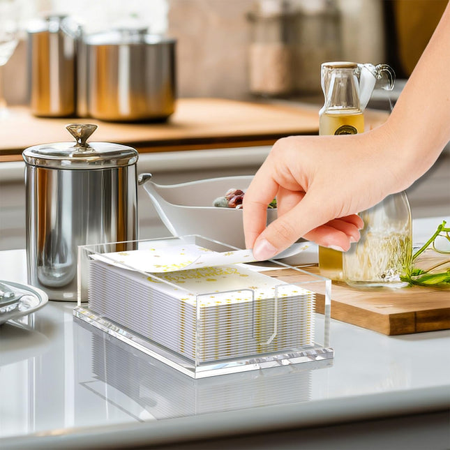 Napkin Holder for Table, Acrylic Guest Towel Holder for Bathroom, Clear Disposable Paper Hand Towels Tray for Kitchen, C