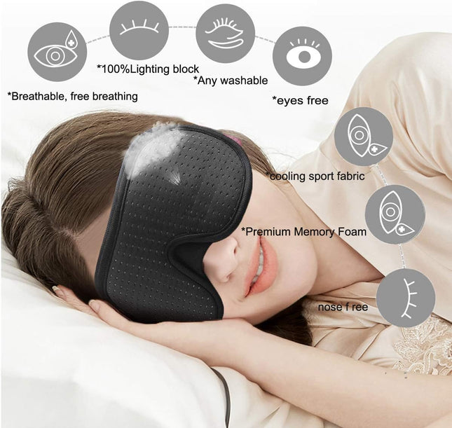 LEEKEN 3D Sleeping Eye Mask - 100% Lights Blockout Sleep Mask for Men Women, Coo