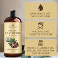Handcraft Blends Organic Castor Oil - 16 Fl Oz - 100% Pure and Natural - Premium Grade Carrier Oil for Hair Growth, Eyelashes and Eyebrows - Hair