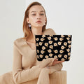 Cosmetic bag Makeup bag Preppy Cute Corduroy Toiletry bag for women travel essentials (Flower black)