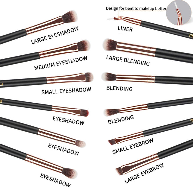 MSQ Eye Makeup Brushes 12Pcs Rose Gold Eyeshadow Makeup Brushes Set with Soft Sy