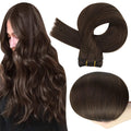 Full Shine Weft Hair Extensions Human Hair Color Dark Brown Hair Extensions Remy Straight Hair Weft Extensions Sew in Human Hair for Women